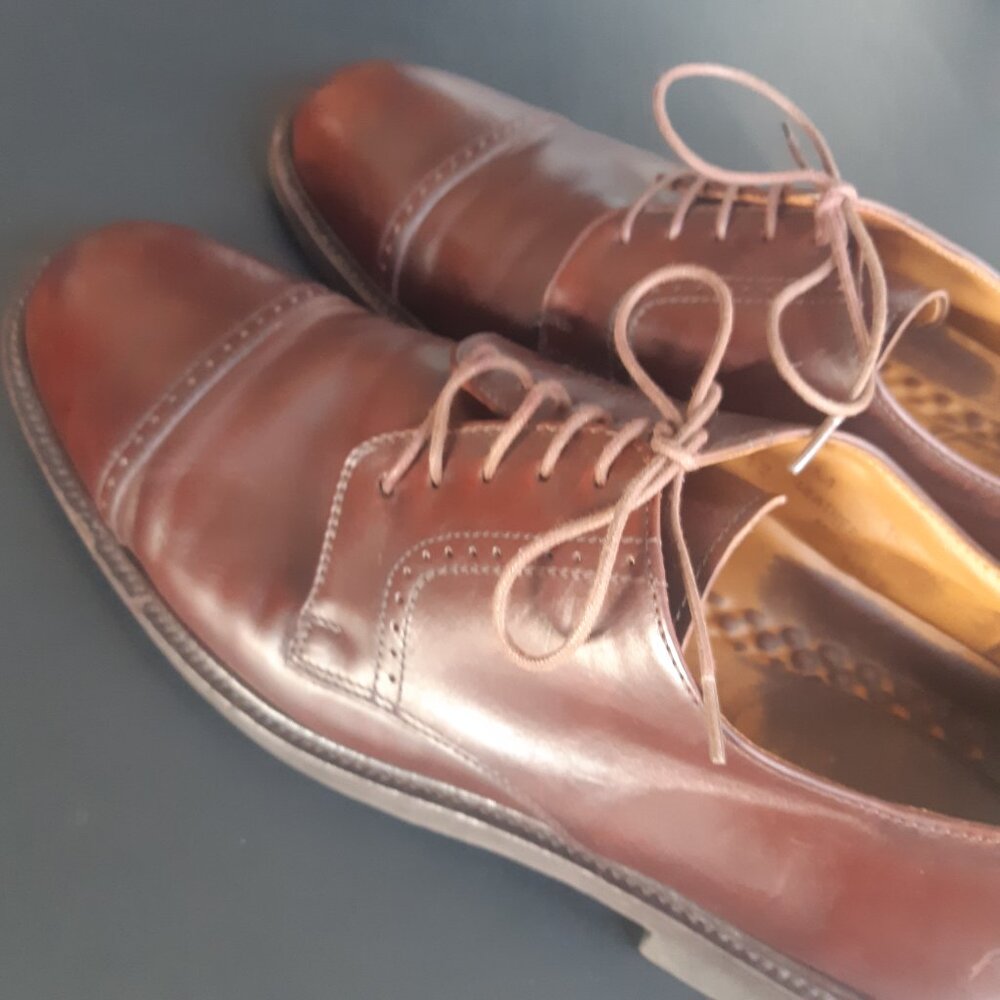 Johnston & Murphy SZ 12 M Brown Leather Men's Reeve Cap Toe Shoe